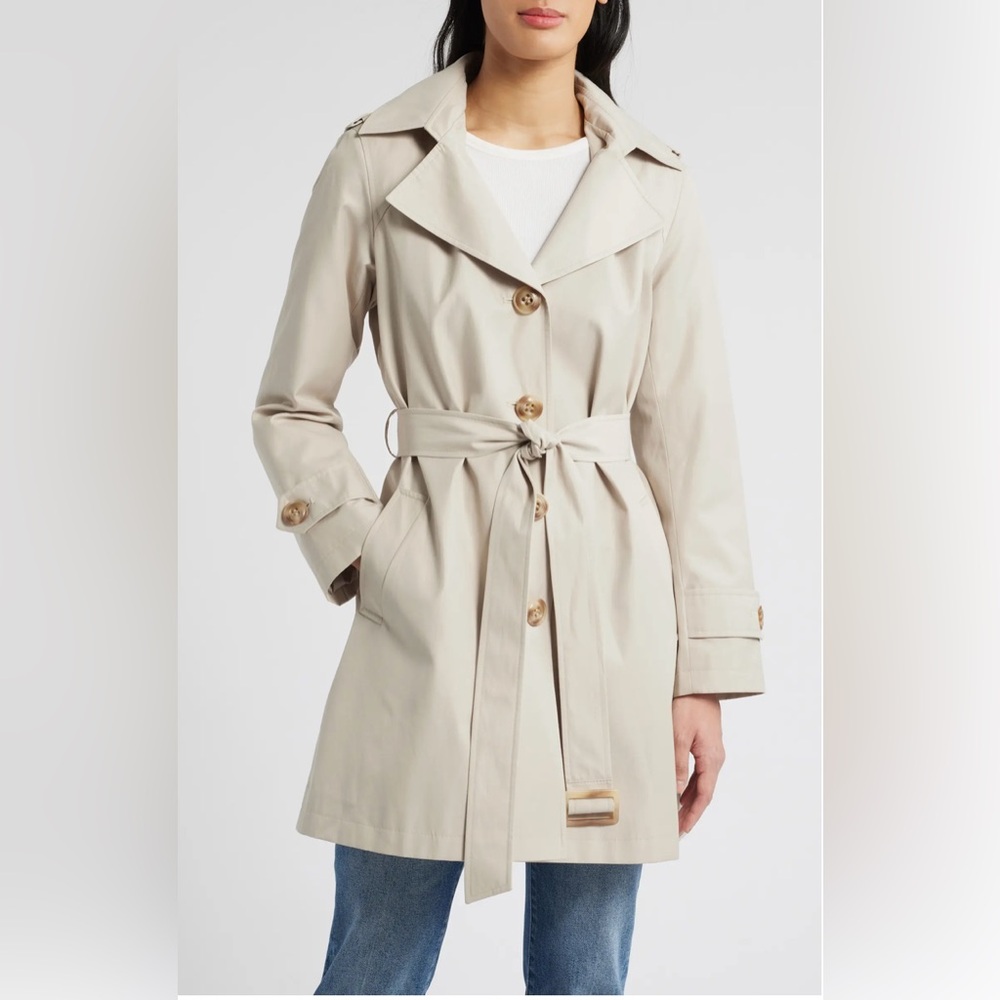 Sam Edelman Tan Trench Coat Classic Design Belted Waist